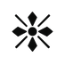 Minimalist black geometric sunburst icon on a gray background